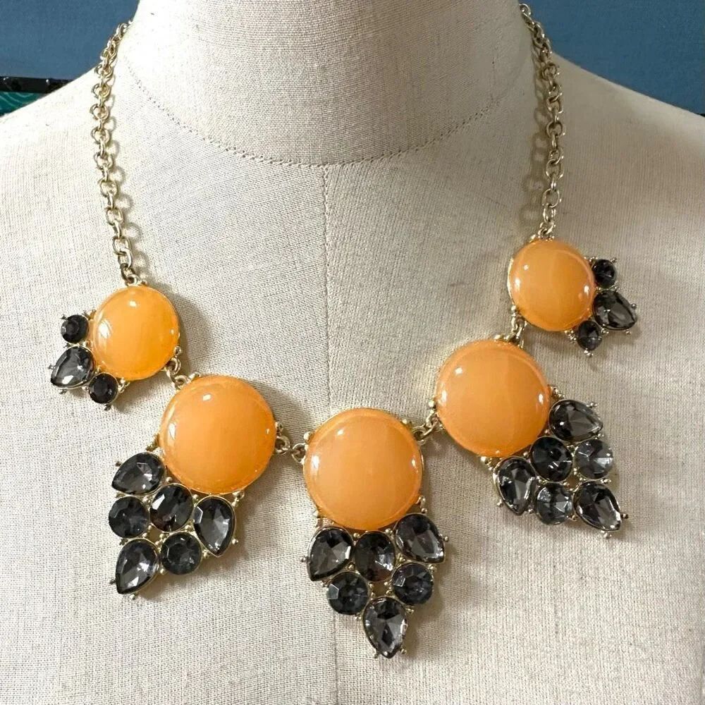 Orange and grey statement necklace